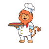 Löwe ist Pizzabäcker