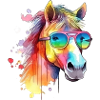 Buntes cooles Pferd mit Sonnenbrille