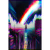 Futuristic Rainbow City Art