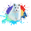 polarfuchs, fuchs,mint,aquarell ,malerei,bunt