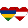 Mauritius Austria Flag Heart