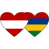 Austria Mauritius Flag Heart