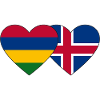 Mauritius Iceland Flag Heart