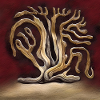 old tree in red