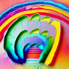 rainbow in sunny rainy day