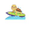 Turtle on surfboard