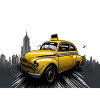 A taxi in a city