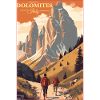 Vintage Travel Poster Dolomites Hiking Poster