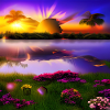 Sun setting over water