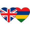 England Mauritius Flag Heart
