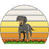 Coonhound against a retro background