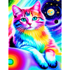 Bunte kosmische Kawaii-Katze