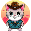 Kawaii cat in cowboy costume
