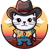 Kawaii cat in cowboy costume