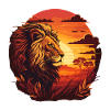 Lion in setting sun Serengeti