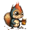 Funny punk squirrel with beer