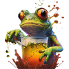 Grosses Glas Bier mit Frosch