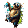 Cool funny sloth with beer