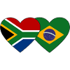 South Africa Brazil Flag Heart
