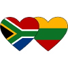 South Africa Lithuania Flag Heart