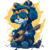 cat plays guitare