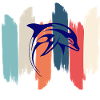 Retro rainbow dolphin