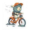 Sheep on bicycle