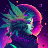 Cannabis moon with young woman