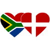 Sydafrika Danmark Flag Heart