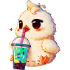 Cute chicken with soft drink