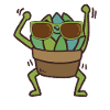 Funny succulents with sunglasses