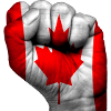 Pugno chiuso con la bandiera canadese dipinta su di esso