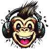 Funny Monkey with Headphones