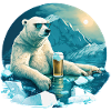 Polar bear chills with beer