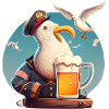 Lutsiger Captain Seagull with beer