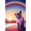 Synthwave Regenbogen Katze