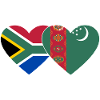 South Africa Turkmenistan Flag Heart