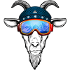 Goat mountain with goggles