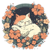 Cat in flower wreath