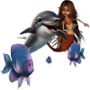 Cute mermaid and funny dolphin