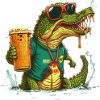 Cool crocodile with beer