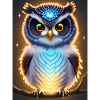 Leuke uil met lichte neon aura & grote ogen