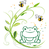 Frog, bees, nature