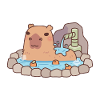 Cute Capybara Chilling In Hot Spring Onsen