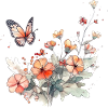 Fleurs + papillon - minimalement abstrait