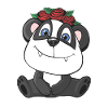 Cute panda with roses