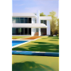 White villa with pool