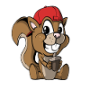 Cute squirrel with hazelnut