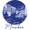 Monschau,skyline,city,circle,blue circle,purple