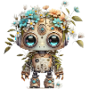 Adorable robot with flowers